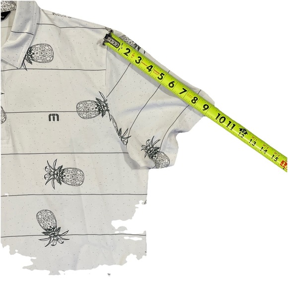 Travis Mathew Polo Shirt Mens Size‎ Large White Striped Pineapple Golf S Sleeve - Picture 4 of 7